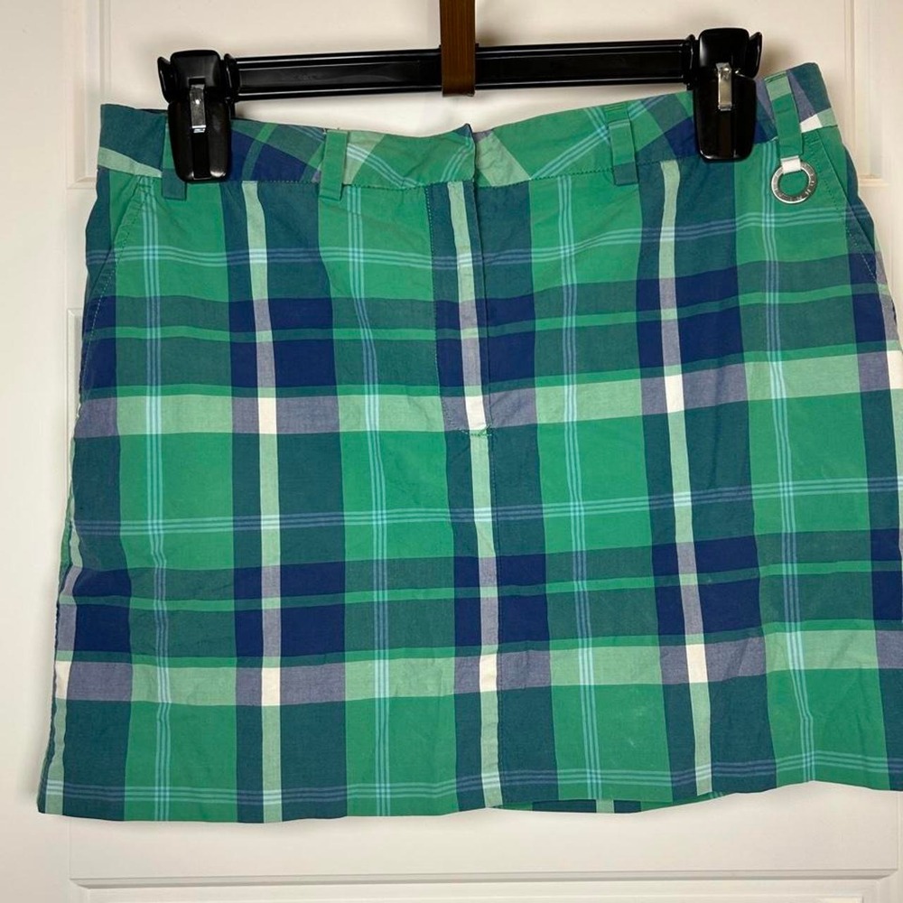 Tommy Hilfiger Green and Blue Plaid Mini Skirt